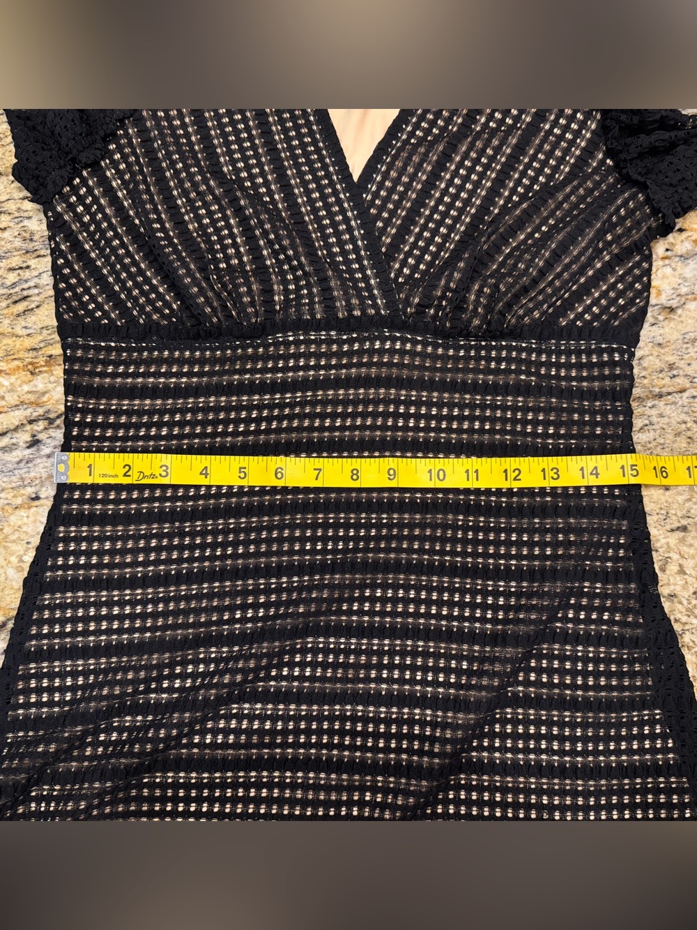 Max Studio Black Lace Flutter Sleeve High Waist V Neck Bodycon Dress Size L - Picture 10 of 11